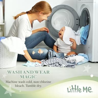 Little Me Baby Boys 3-pack 100% Cotton Scratch Free Tag Onesies, White Print, Newborn US - Image 5