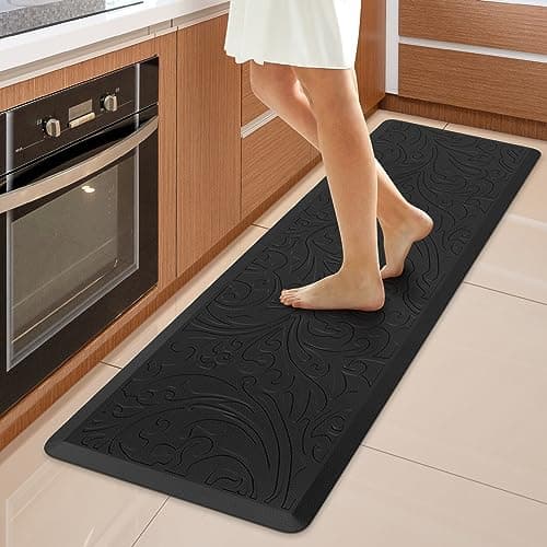 KMAT Kitchen Mat Cushioned Anti-Fatigue Waterproof Non-Slip Standing Mat Ergonomic Comfort Rug for Home,Office,Sink,Laundry,Desk 17.3" (W) x 60"(L),Black - Image 1