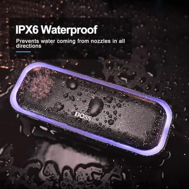 DOSS SoundBox Pro Bluetooth Speaker with 20W Stereo Sound, Active Extra Bass, IPX6 Waterproof, TWS Pairing, Multi-Colors Lights, 20H Playtime, Portable for Beach, Outdoor-Orange - Image 4