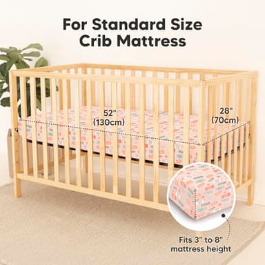 2-Pack Waterproof Baby Crib Sheets for Boys, Girls - 52x28 Viscose Derived from Bamboo Toddler Bed Sheet Neutral, Fitted Crib Mattress Protector Cover for Baby Bedding, Soft & Gentle (Beach Day) - Image 2