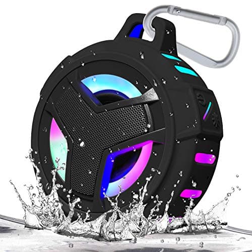 EBODA Bluetooth Shower Speaker, Portable Bluetooth Speakers, IP67 Waterproof Wireless Speaker with LED Light, Floating, 2000mAh, True Wireless Stereo for Kayak, Beach, Gifts for unisex -Black - Image 1
