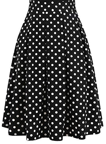 YATHON Women's Vintage Fit and Flare Cocktail Dresses Retro Black White Polka Dot Print Summer Aline Casual Work Swing Dress with Pockets (L, YT018-Black Dot) - Image 7