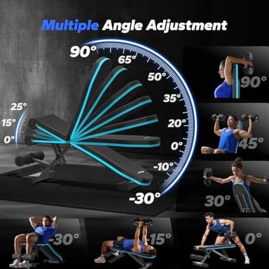 MERACH Weight Bench, Foldable Weight Benches for Home Gym with 990 LBS, Adjustable Weight Bench with 72 Training Angles, Incline Bench Press for Full Body - Image 4