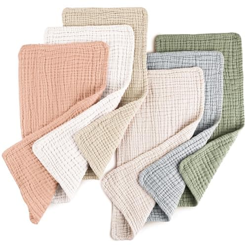 Konssy Muslin Baby Burp Cloths 6 Pack, Soft Absorbent 100% Cotton Burping Clothes for Newborns, Baby Boys and Girls, Unisex - Image 1