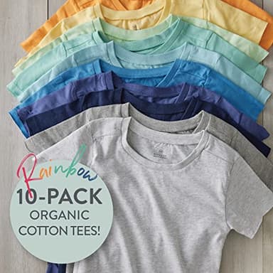 HonestBaby 10-Pack Short Sleeve T-shirts 100% Organic Cotton Baby, Toddler, Little Kids, Boys, Girls, Unisex, Rainbow Boy, 5T - Image 3