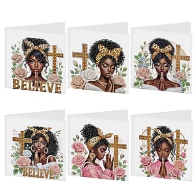 Diamond Painting Greeting Card Kit, African Americans Special Shaped Diamonds Painting, DIY Handcraft for Relatives and Friends with Wishes,Unique Design Crafting for Birthday or Holiday Cards - Image 1