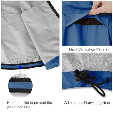 baleaf Mens Rain Jacket Waterproof Raincoat Windbreaker Gear Running Cycling Golf Coats Hood Lightweight Reflective Blue L - Image 3