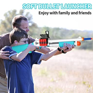 Toy Gun Models Foam Blasters (33-Inch) Jumping Shell Design [with10 Shell 40 Soft Darts] Perfect for Indoor and Outdoor Play (Blue-Green) - Image 6