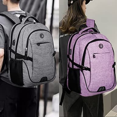 SHRRADOO Anti Theft Laptop Backpack Travel Backpacks with usb Charging Port for Women Men High School College Backpack Computer Bag Fits 17 Inch Laptop,Purple - Image 8