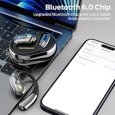 Monster Open Ear AC360, Wireless Bluetooth Rotary Earphone, with Lanyard, Upgraded Bluetooth 6.0, Touch Control, 24h Long Battery Life, IPX5 Waterproof,Long-Lasting Wear Without Fatigue（Black） - Image 3