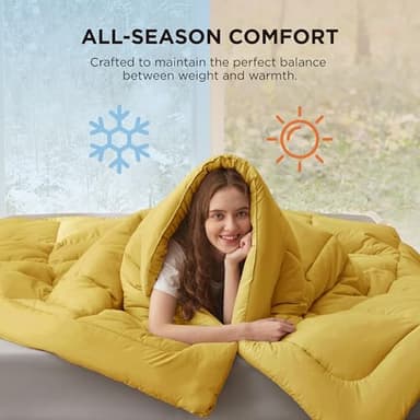 Bedsure Comforter Duvet Insert - Quilted Comforters Cal King Size, All Season Duvet, GentleSoft Down Alternative Bedding, with 8 Tabs, Gifts for Women/Men, Mustard Yellow, Cal King 96 X 102 Inches - Image 5