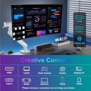 SANSUI Curved Monitor 24 inch 100Hz USB Type-C Computer Monitor with Built-in Speakers- MPRT 1ms,Adaptive Sync,HDR,1500R,VESA 75x75mm Compatible, for Home and Office(ES-24C1) - Image 5