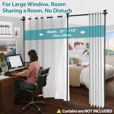 Room Divider, No Drilling Curtain Rods Hanging Wall Divider for Room Separation, 120” Tall 114” Wide Adjustable Floor to Ceiling Partition Room Dividers, Heavy Duty Corner Room Divider Curtain Rods - Image 2