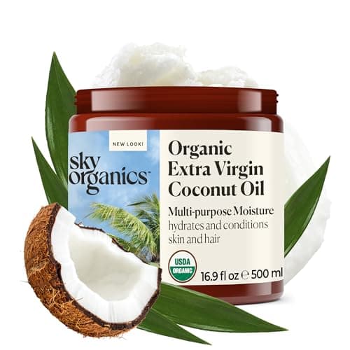 Sky Organics - Multipurpose Organic Coconut Oil for Skin & Hair, 16.9 fl oz - Extra Virgin Hair Oil & Body Moisturizer - Vitamins, Antioxidants & Fatty Acids - Vegan, Cruelty Free - w ebook - Image 1