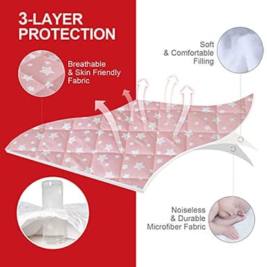 Pack and Play Sheets Fitted, Breathable Thick Playard Lovely Print Cover 39"×27"×5" Compatible with Graco Pack n Play, Pink Star - Image 4