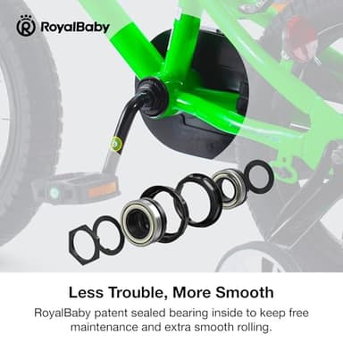 RoyalBaby Freestyle Kids Bike Boys Girls 16 Inch BMX Childrens Bicycle with Training Wheels & Kickstand for Ages 4-7 years, Green - Image 4