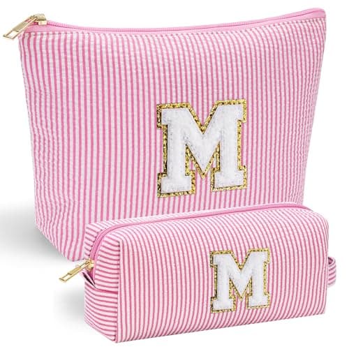 YOOLIFE Mothers Day Gifts for Women Girls- Pink Preppy Makeup Bag Best Friend Birthday Gifts Graduation Teacher Gifts Wedding Gifts Bridesmaid Gifts Daughter Teacher Wife Gifts Teen Girl Gifts M - Image 1
