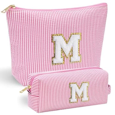 YOOLIFE Mothers Day Gifts for Women Girls- Pink Preppy Makeup Bag Best Friend Birthday Gifts Graduation Teacher Gifts Wedding Gifts Bridesmaid Gifts Daughter Teacher Wife Gifts Teen Girl Gifts M - Image 1