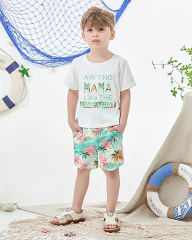 YUEMION Toddler Baby Boy Summer Outfit Baby Boy Clothes Short Sleeve T-Shirts Top + Shorts 2Pcs Boy Clothing Casual Set(White, 18-24 Months) - Image 4