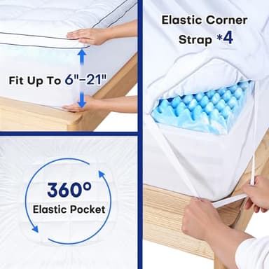 Vipfree Queen Dual Layer 4 Inch Memory Foam Mattress Topper, Relax Body, Relieve Pain and Aid Sleep - 2 Inch Fluffy Pillow Top Queen Mattress Topper and 2 Inch Cooling Gel Memory Foam, 2X Support - Image 6