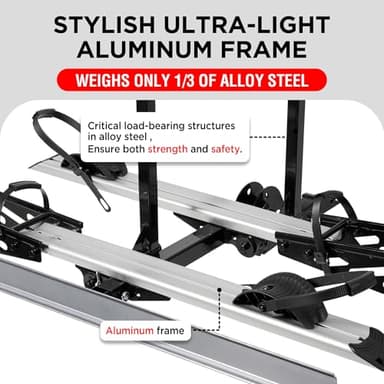Rockland Foldable 2-Ebike Rack with Ramp, 200 lbs Capacity, Hitch Mount Electric Bike Rack, Fits up to 5" Fat Tire Width and 50" Wheelbase, Ebike Carrier Rack for 2" Receiver for Cars SUVs Vans RVs - Image 5