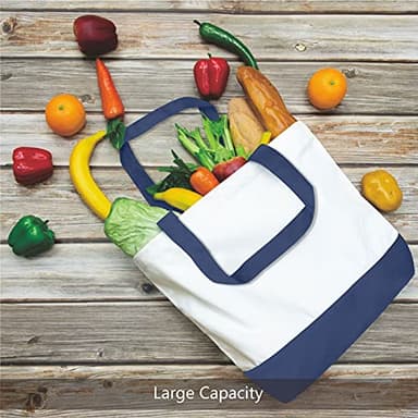 TOPDesign 1-Pack Super Strong Large 12oz Cotton Canvas Tote Bag, Reusable Grocery Shopping Cloth Bag, Fashionable Two-Tone Totes for Crafts, DIY Your Creative Designs - Image 4