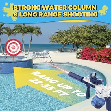 Electric Water Gun,Water Gun With Muzzle Light,Automatic Squirt Gun Long Range Blaster Up To 32 FT,Outdoor Party Shooting Game Toy With 2 Water Tanks & 2 Batteries,Ideal Summer Gift for Kids & Adults. - Image 3