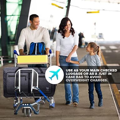 Bago Large Foldable Duffel Bags for Traveling Women & Men - 80L Packable Duffle Bag for Travel with Shoe Compartment - Water Repellant, Heavy Duty, Lightweight Folding & Collapsible (SnowBlack) - Image 8