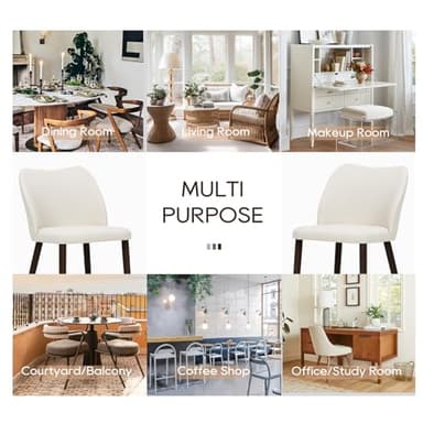 COLAMY Upholstered Dining Chairs Set of 6, Modern Fabric Dining Room Kitchen Side Chair with Padded Seat and Wood Legs for Restaurant/Cafe, Beige - Image 8