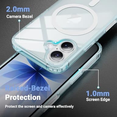 Temdan for iPhone 17 Case Clear Blue with Screen Protector, [Compatible with Magsafe][Anti-Yellowing][Military-Grade Protection] Shockproof Slim Magnetic Phone Case Cover, Blue - Image 6