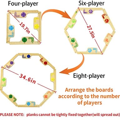 Grhonior Marbles and Jokers Board Game Pegs and Jokers Real Solid Wood (Pine) Game Board Wooden for 2-8 Players 8 Game Boards 8 Colors 40 Marbles 4 Boxes Card - Image 2