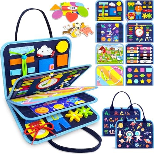 Gojmzo Busy Board Montessori Toys for Toddler Boy Birthday Gifts, Busy Book Sensory Toys for Toddlers, Learning Educational Toddler Travel Activities - Image 1