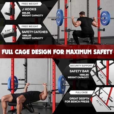Goimu C1-V4 Power Cage, 2000LBS Squat Rack with LAT Pulldown, Multi-Function Weight Cage Strength Training Machine, Workout Cage with More Attachments for Home Gym Garage (RD Home Gym Package) - Image 7