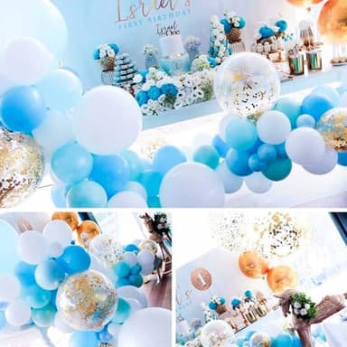 PartyWoo Light Blue Balloons, 100 pcs Blue Balloons Different Sizes Pack of 36 Inch 18 Inch 12 Inch 10 Inch 5 Inch for Balloon Garland as Birthday Decorations, Wedding Decorations, Party Decorations - Image 6