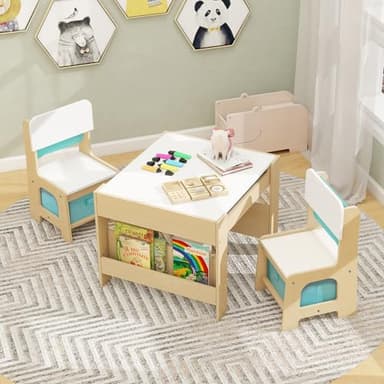 TaoHFE Toddler Table and Chair Set (2 Chairs Included), Toddler Activity Table, 3-Piece Kids Furniture Set for Children Room & Nursery School - Image 1