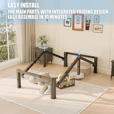 Yitong Angel 18 inch Twin XL Bed Frame with Round Corner Legs Mattress Slide Stopper,3500 lbs Heavy Duty Metal Platform,No Box Spring Needed,Easy Assembly,Noise Free - Image 6