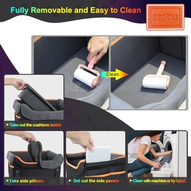 Dog Car Seat - Small Dogs Waterproof Booster Clip-on Harness and Thick Memory Foam Padding Pet Travel Bed Small Dog Car Seat Cover (Black, Small) - Image 4