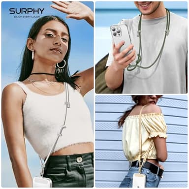 SURPHY Phone Lanyard, Adjustable Phone Strap Crossbody with 2 Pack Cell Phone Tether Tab, Premium Metal Buckles, Skin-Friendly, Universal Cell Phone Lanyard Crossbody for Women and Men, Stone - Image 5
