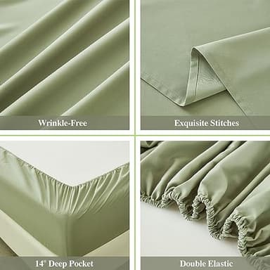 ILAVANDE Queen Sheets Set 6 Piece,Hotel Luxury Super Soft 1800 Series Microfiber Queen Bed Sheets Set-Wrinkle Free & Breathable-14 Deep Pocket Sheets for Queen Size Bed(Queen,Sage Green) - Image 5