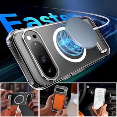 Oneagle Magnetic Clear for Google Pixel 9 Pro XL Case with [Metal Kickstand + Screen Protector],[Fit for MagSafe][30X Anti-Yellow][15FT Military Grade Shockproof] Hard Back Pixel 9 Pro XL Phone Case - Image 3