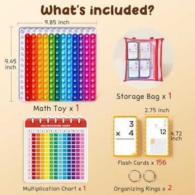 JoyCat Multiplication Flash Cards + Chart- 156 Hole Punched Math Game Flashcards for Kids Ages 8 and Up, Times Table Manipulatives for Preschoolers 3rd,4th,5th,6th Grade - Image 4