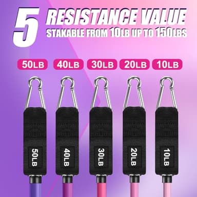 WHATAFIT Resistance Bands, Exercise Bands，Resistance Bands for Working Out, Work Out Bands with Handles for Men and Women Fitness, Strength Training Home Gym Equipment - Image 3