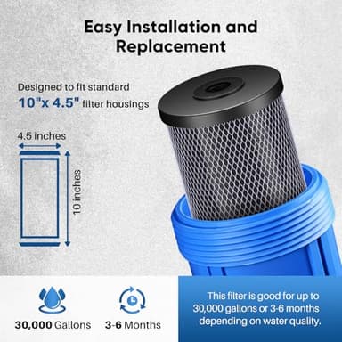 PUREPLUS Coconut Shell Water Filter Cartridge | Activated Carbon Block CTO | Universal Whole House 5 Micron 10 inch Cartridge | Compatible with WFHDC8001, CB-BB-10, EPM, EP-BB, 3Pack - Image 7
