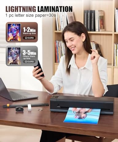 A3 Laminator Machine,13 Inch 9-in-1 Laminating Machine with Laminating Sheets,Thermal Laminator Hot & Cold with Fast Warm Technology for Home,Office or School Supplies,Black - Image 2