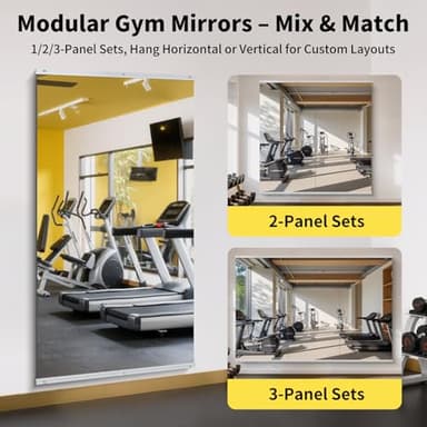 InfiniGlass Home Gym Mirror - 80x40 Inch, 2PCS Frameless Tempered Glass Full Body Mirror for Wall Mount - Ideal for Yoga, Workout, Bedroom, Dance Studio (Silver) - Image 3