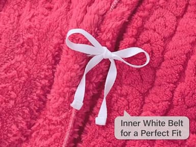 Topgal Lovely Ruby Red Hooded BathRobe for Girls Warm Fuzzy Flannel Heart Jacquard Pajamas Fleece Soft Robe Size 4T - Image 6