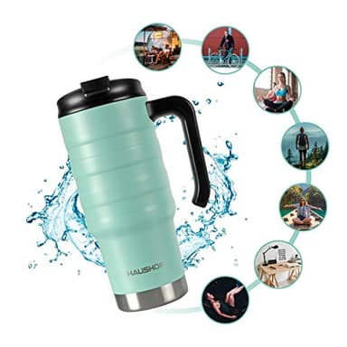 HAUSHOF 24 oz Travel Mug, Stainless Double Wall Vacuum Insulated Tumbler with Handle & Spill Proof Twist On Flip Lid and Wide Mouth, BPA Free - Image 7