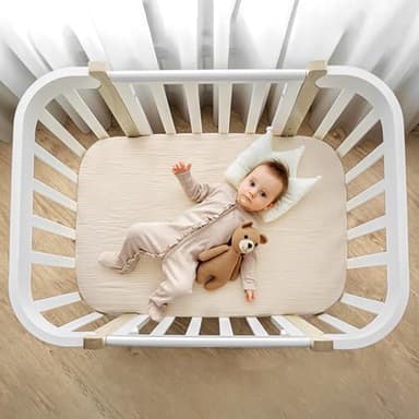 lulumoon Muslin Bassinet Sheets for Baby: Soft Bedside Sleeper Bassinet Fitted Sheets for Boys and Girls - Image 5