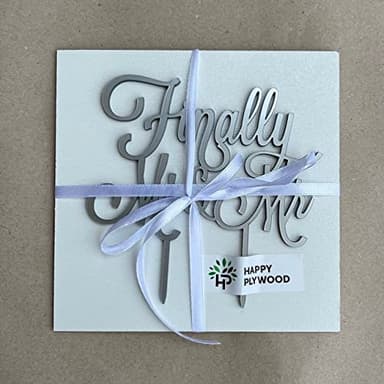 HappyPlywood Finally Mr and Mrs Wedding Cake topper (6' silver) - Image 3