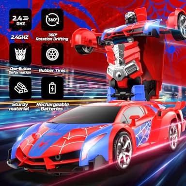 DEERC Spider RC Car Transform Robot, 2.4GHz Remote Control Spider Cars for Kids, 1:18 Scale Robot Toy Car W/One-Key Transformation, 360° Rotation, Auto Mode, Rechargeable Battery, Robot for Man Boys - Image 4